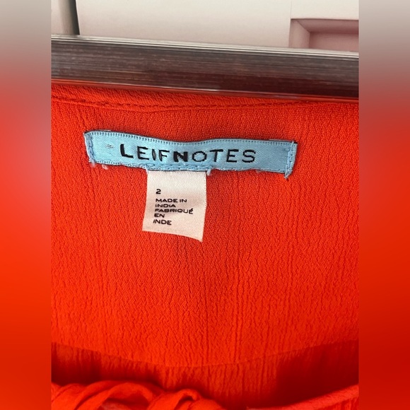 ANTHROPOLOGIE LEIFNOTES BOHO STYLE ORANGE Embroidered MIRRORED DRESS SZ.2 - Picture 3 of 7